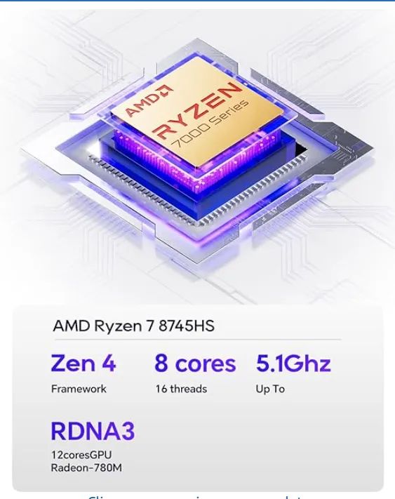 AOOSTAR Mini PC GEM12 MAX Ryzen 7 8745HS (8C/16T 5,1GHz) 40GB RAM