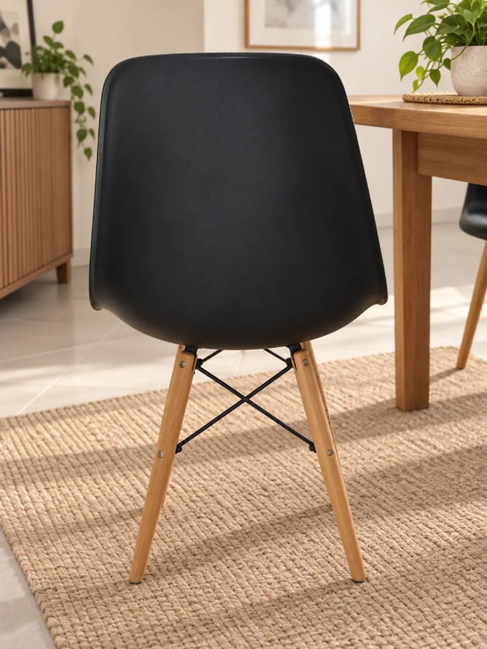 Cadeira Eames Eiffel DSW Preta com Pés de Madeira - Ótimo Estado - Foto 3