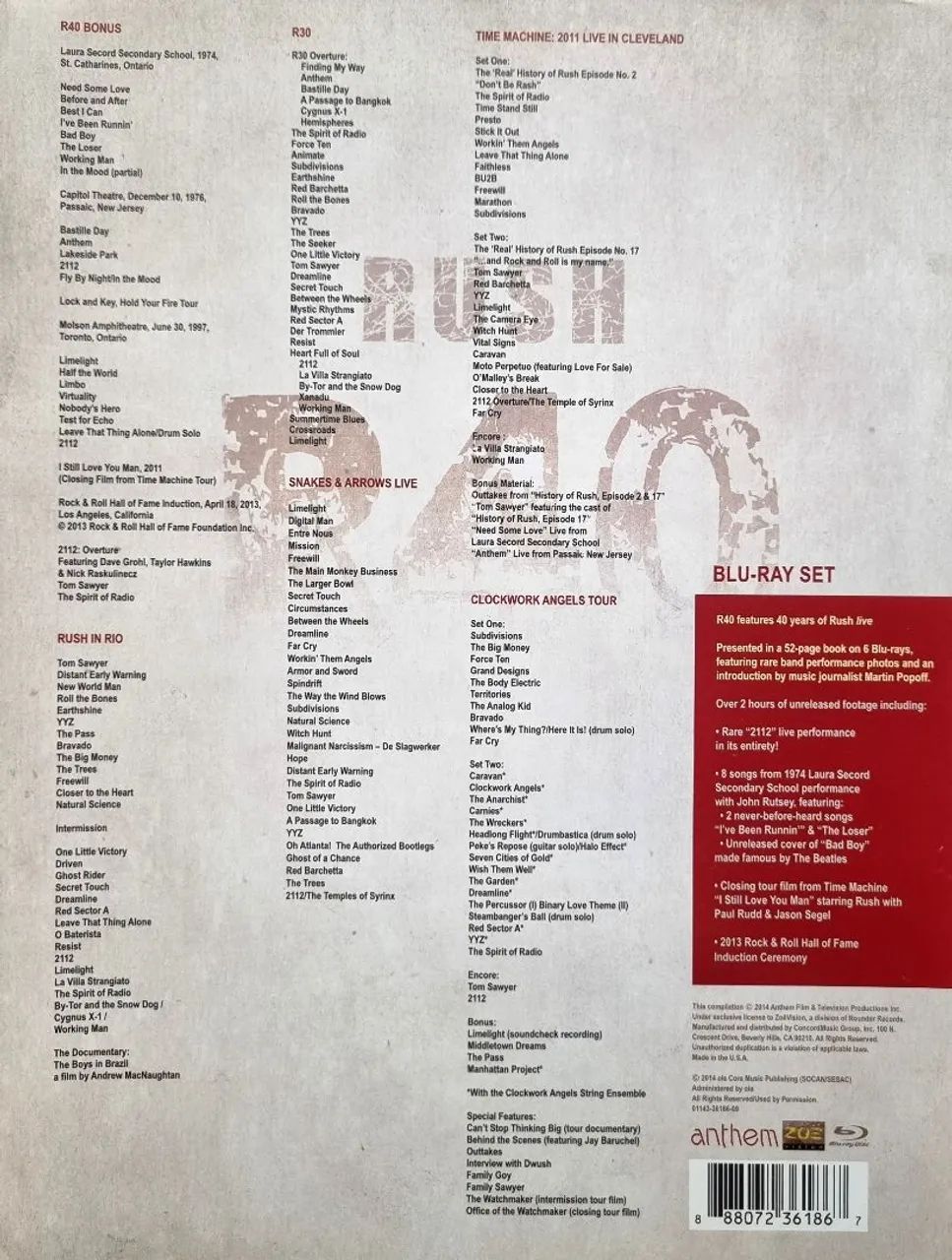 RUSH R40 BLU-RAY 6 SET - Foto 2