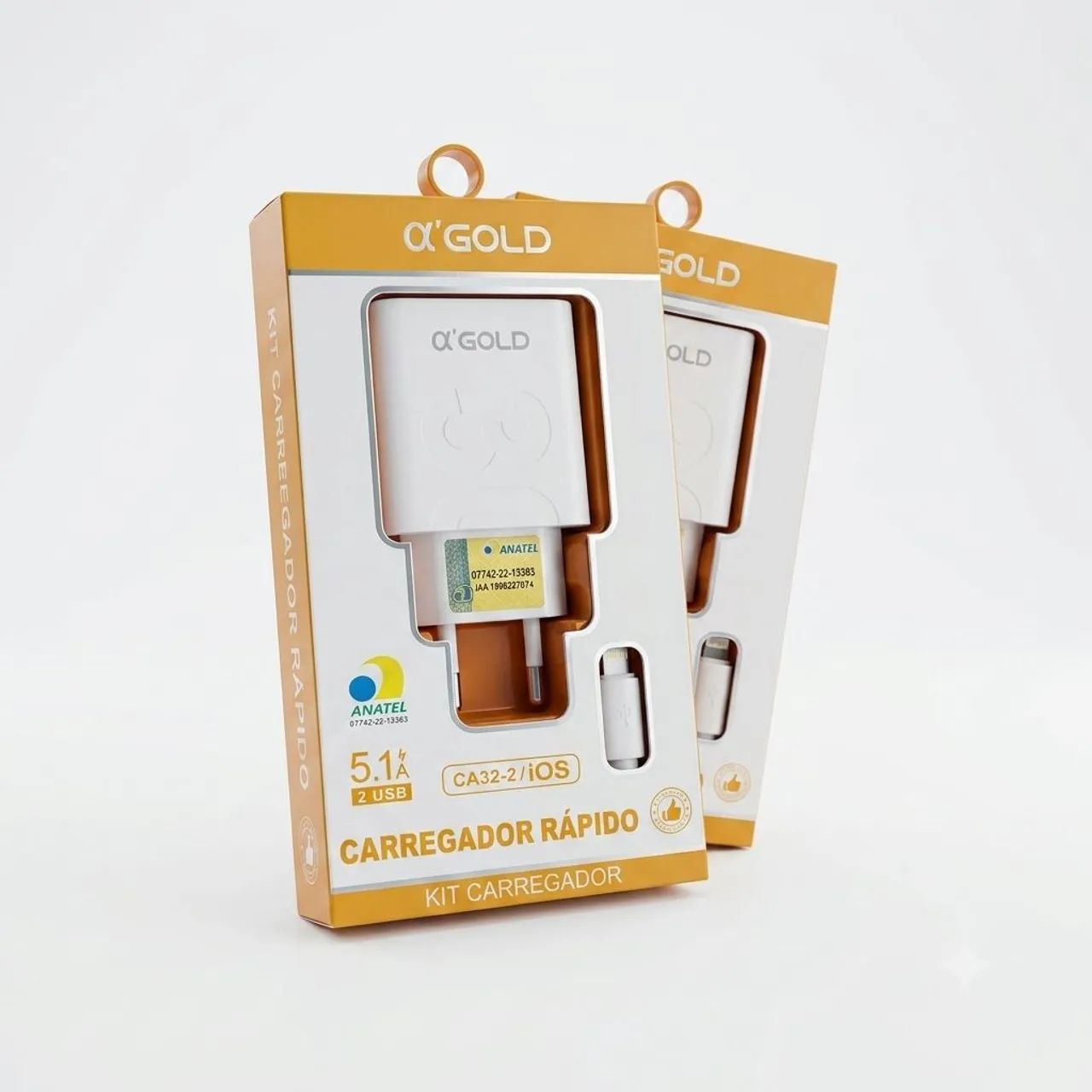 Kit carregador Gold IPhone 2 USB - Foto 2