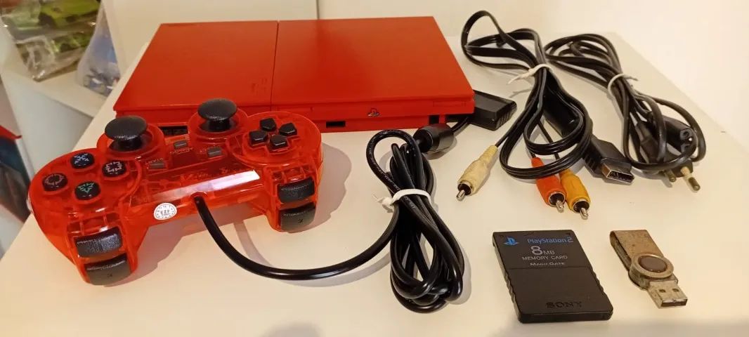 CONSOLE PS2 SLIM VERMELHO COM OPL SEM CX - Foto 2