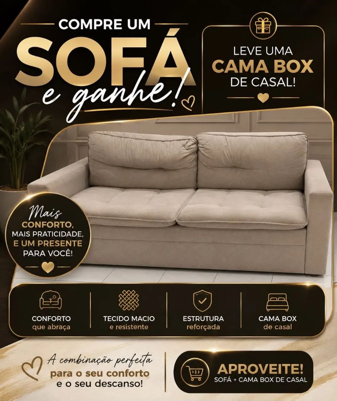 Comore um sofá e ganhe uma cama Box