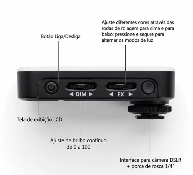 Luz de Vídeo LED RGB Desiontal 3000mAh 12W (Novo) - Foto 3
