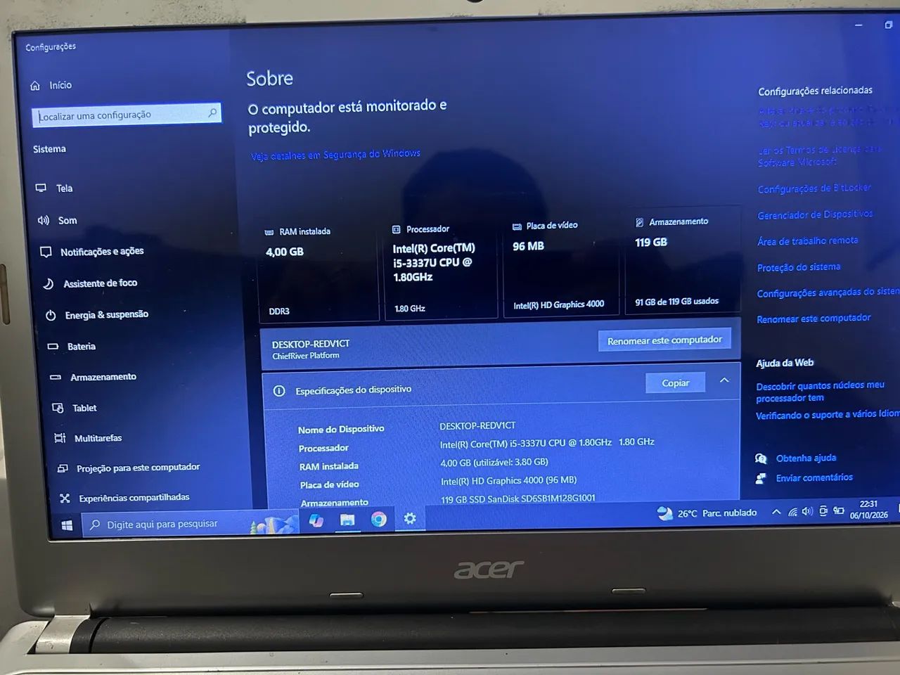Notebook Acer V5