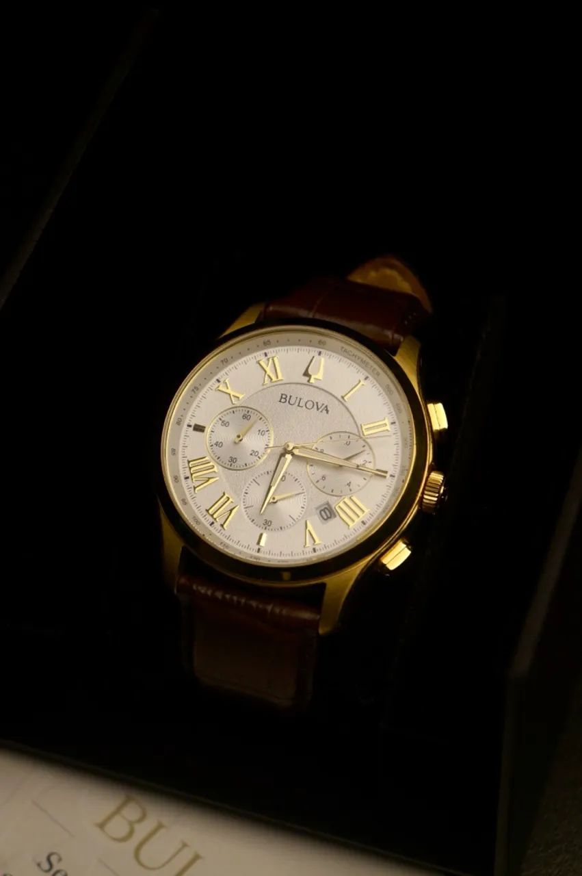 Bulova Classic Wilton 97B169 Chronograph Dourado ? Original Full Set - Foto 3