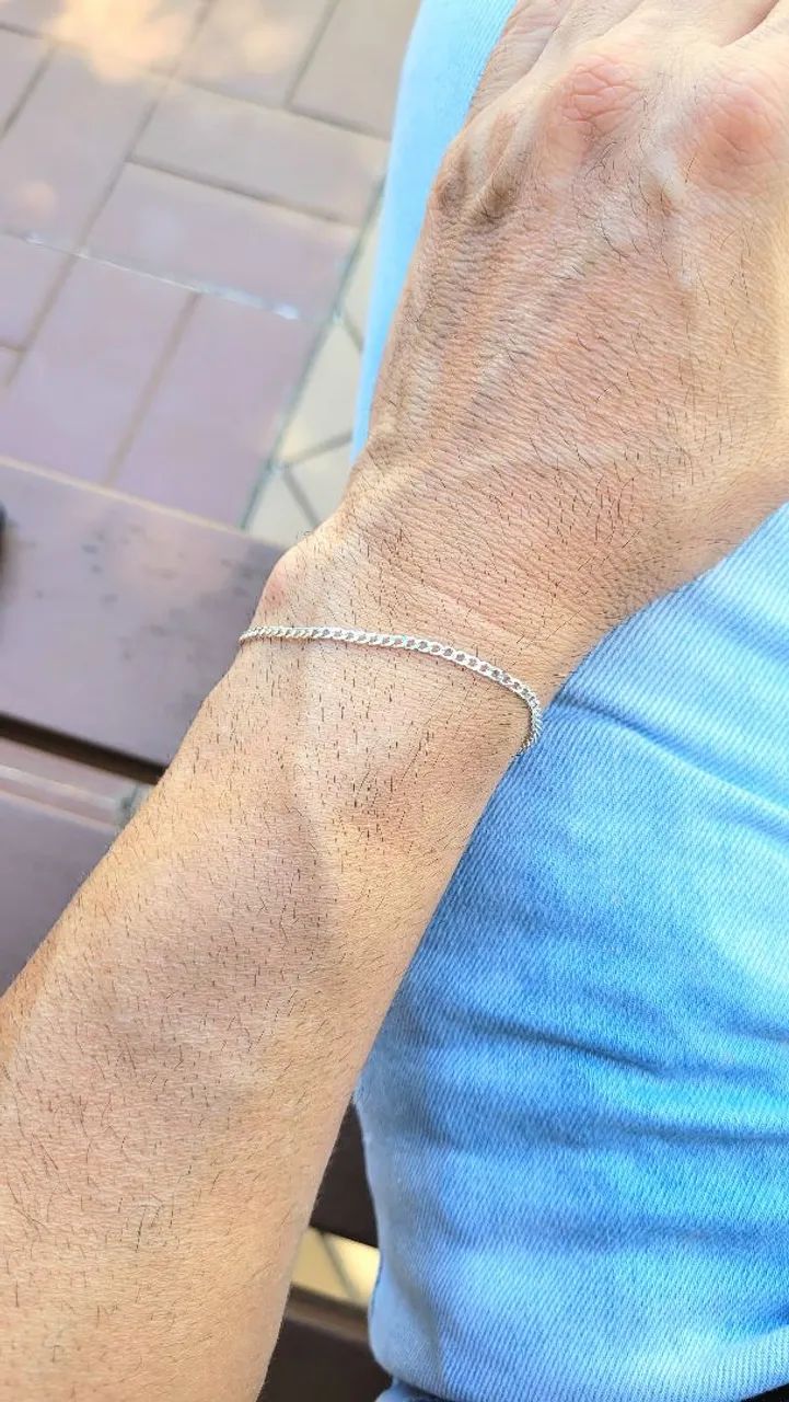 Pulseira Grumet fina Prata 925  - Foto 2