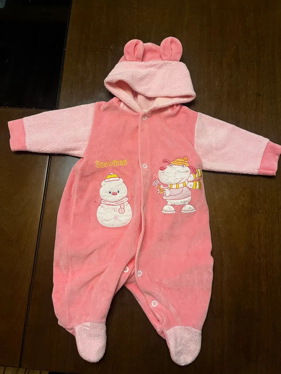 Macacão Rosa em plush para bebê RN - Foto 2
