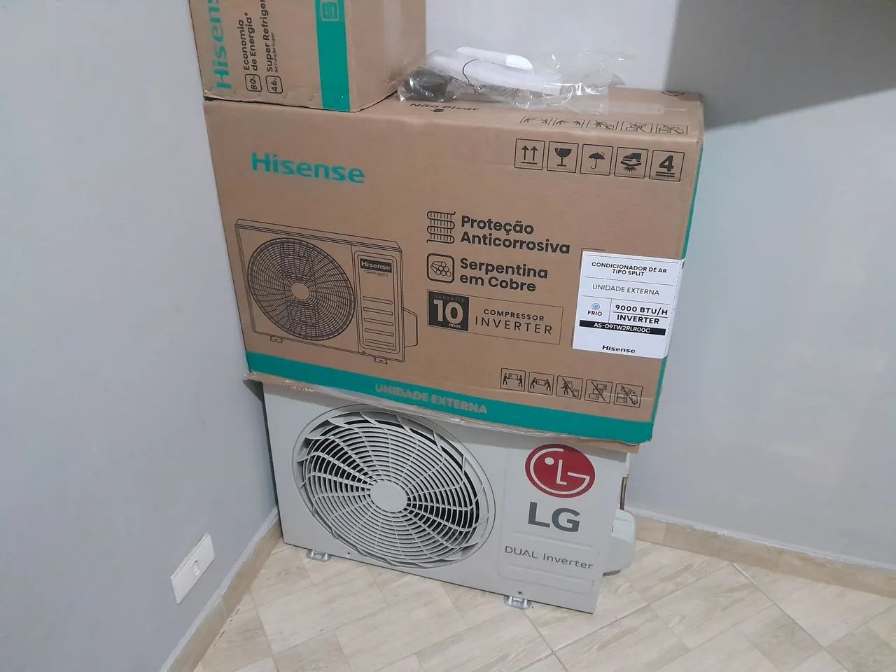 Condensadoras lg e hisense ambas novas sem uso as 2 (9 mil btus) 