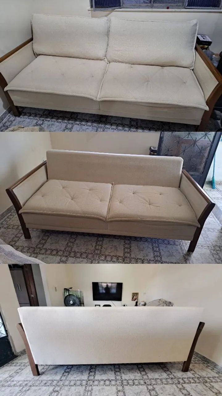 Sofá de madeira maciça, 2 metros. - Foto 2