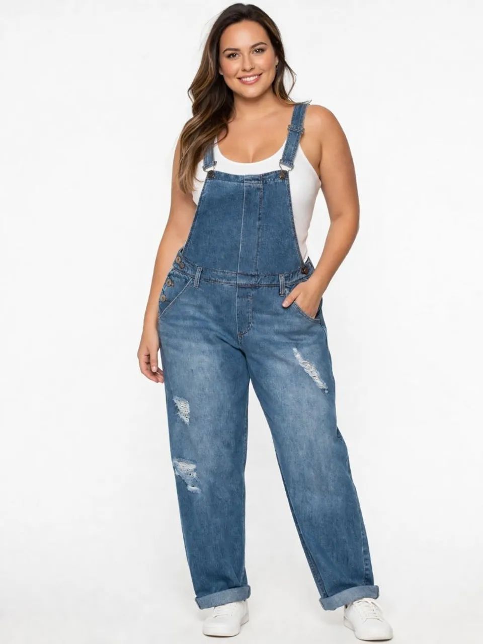 Macacão jardineira jeans khelf tm 38 - Foto 4