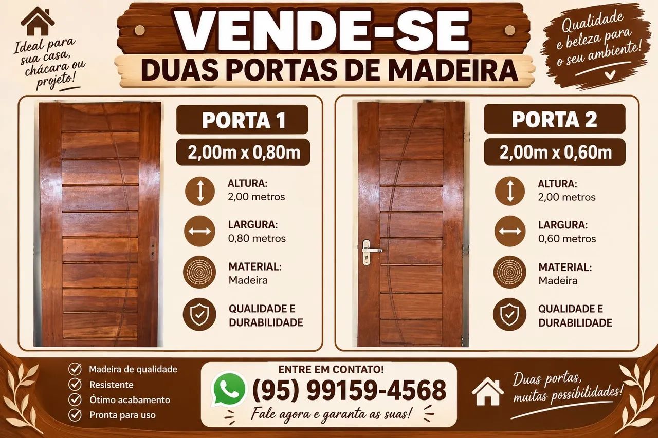 Portas de madeira R$250,00 CADA!!