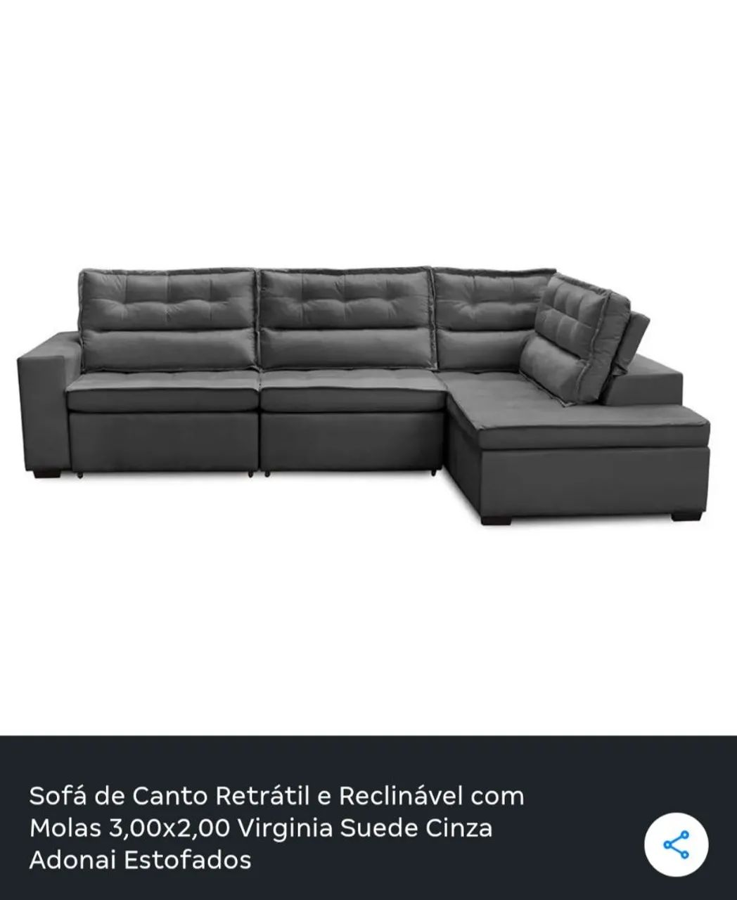 Sofá de Canto Retrátil e Reclinável com Molas 3,00x2,00 - Foto 3