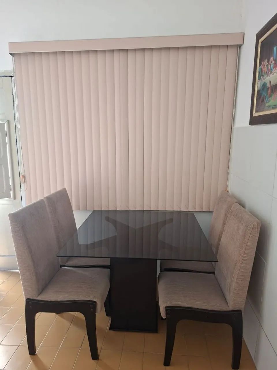 Conjunto Sala de Jantar Mesa Tampo de Vidro 4 Cadeiras - Foto 2