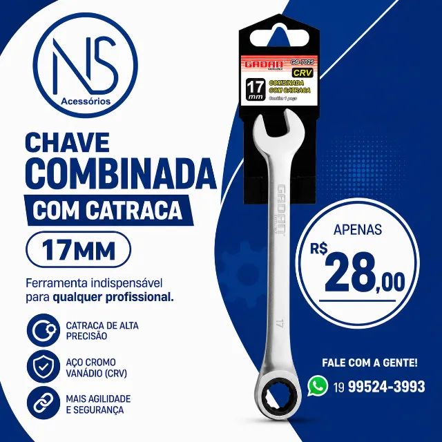 CHAVE COMBINADA COM CATRACA 17MM
