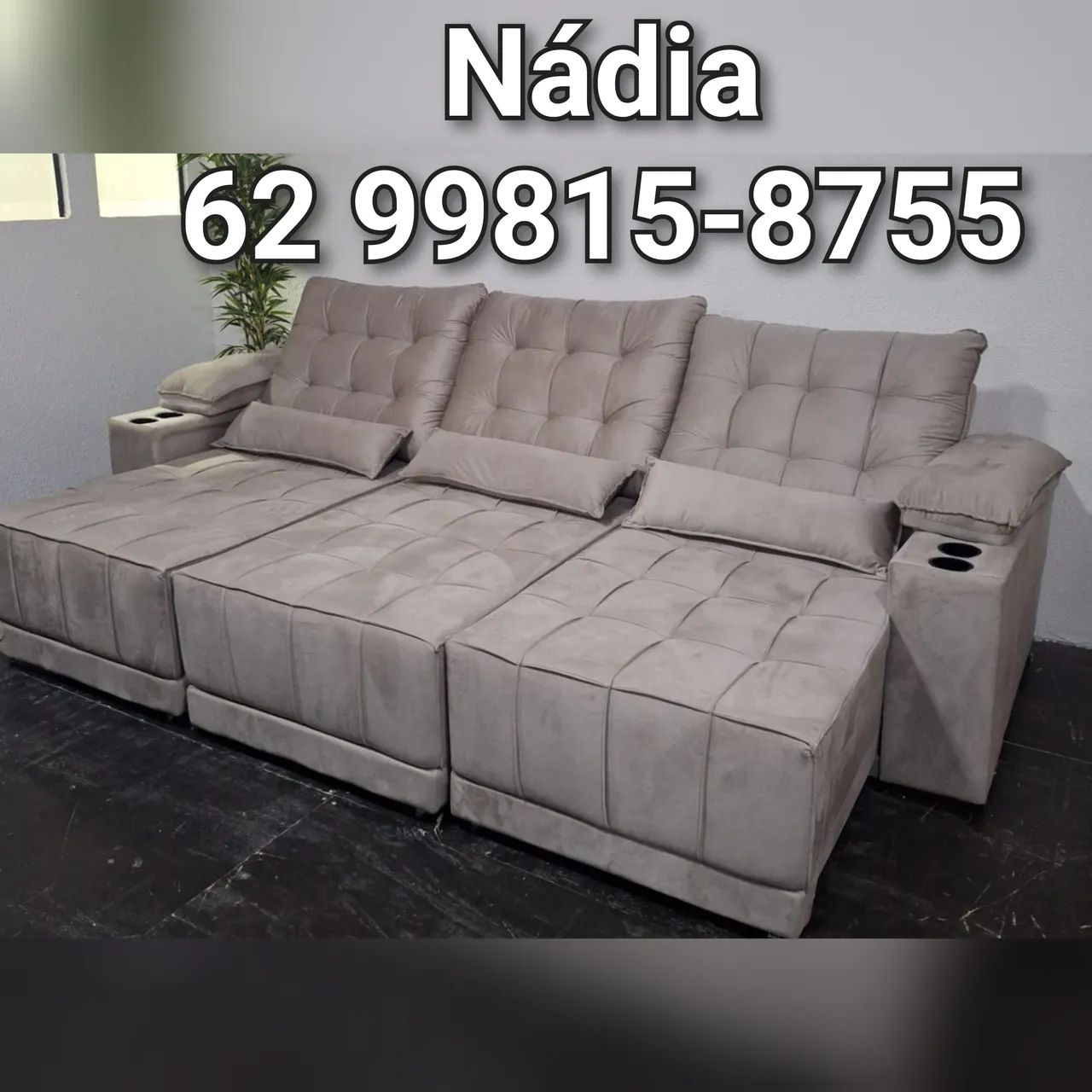 SOFÁ COM PORTA COPOS EMBUTIDO 