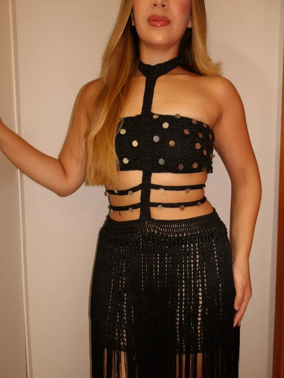 Vestido em crochê com franjas - Foto 5