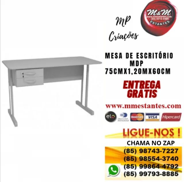 Entrega Grátis - Birô MDP 2 Gavetas com Chaves  - Foto 2