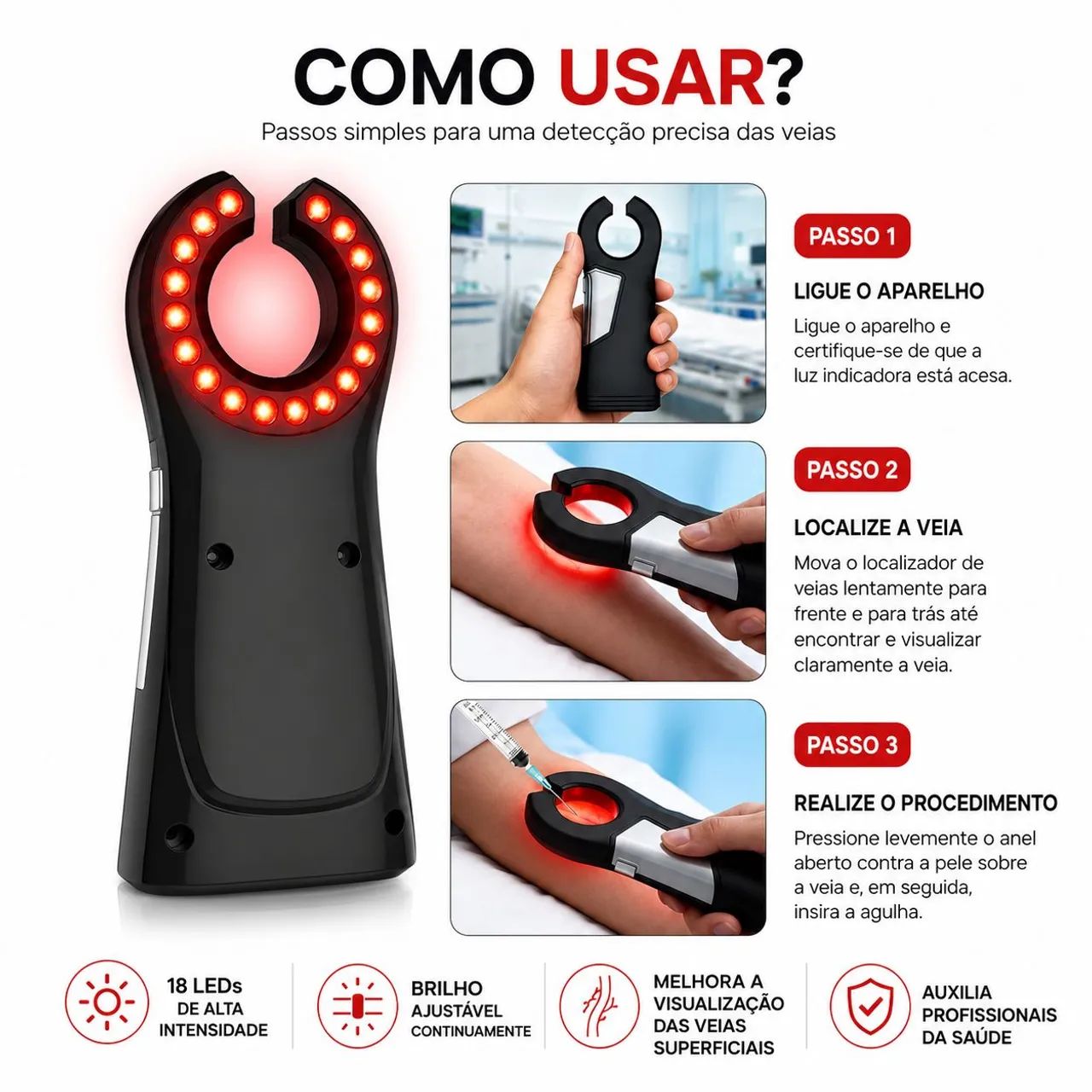Venoscopio Acha veias Identificador de veia Infravermelho Led  - Foto 3