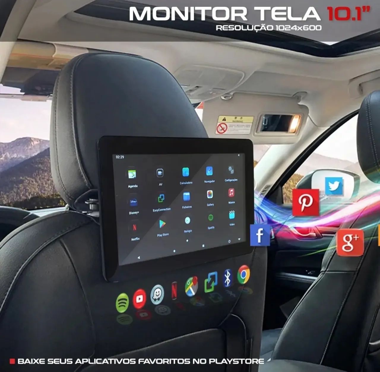 Par Telas P/ Encosto Android Touch Espelhamento Bluetooth  - Foto 5