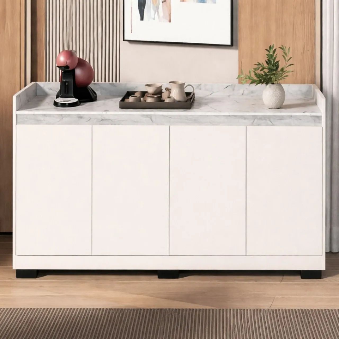 Aparador buffef marmorizado branco