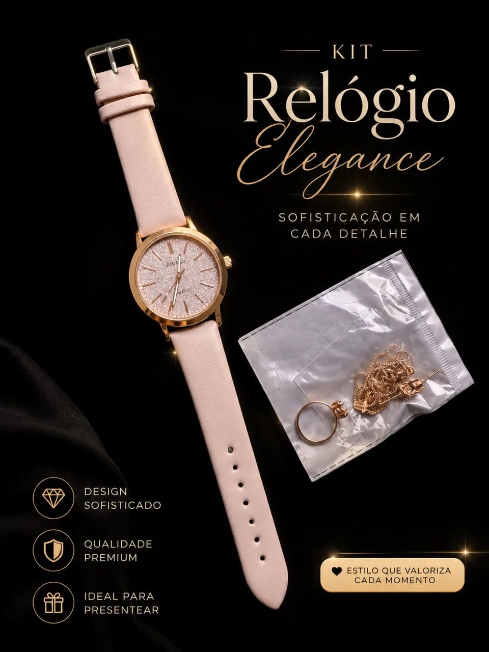 Kit relógio e joias