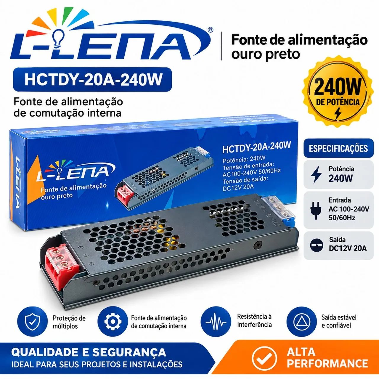 Fonte de alimentação 12V 20A