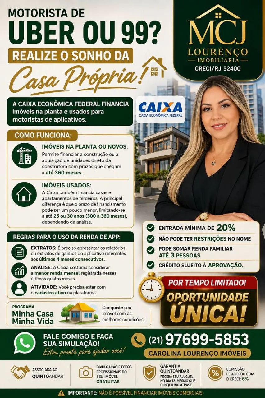 Financiamento casa própria Uber e 99