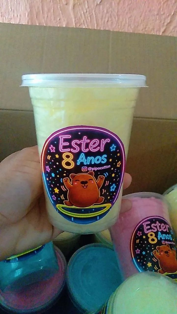 Algodão doce no copo personalizado e sem personalizar  - Foto 3