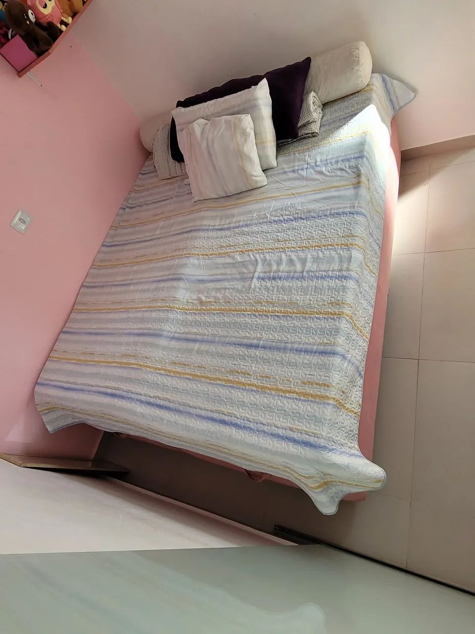 Cama Box Baú Solteiro (Padrão Queen Separada) - Rosa Suede - Foto 3