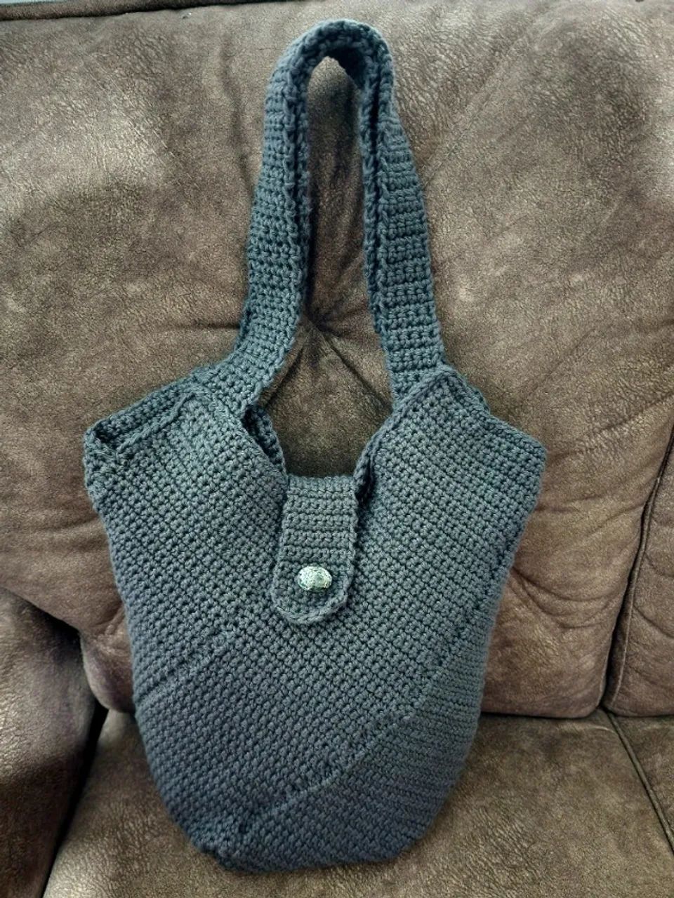 Bolsa Retângulo Diagonal de Crochê - cor Cinza Chumbo - Foto 3