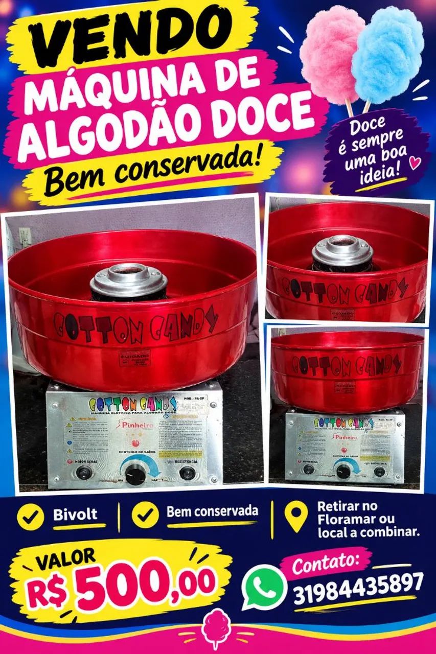 Máquina de algodão doce semi nova  - Foto 3