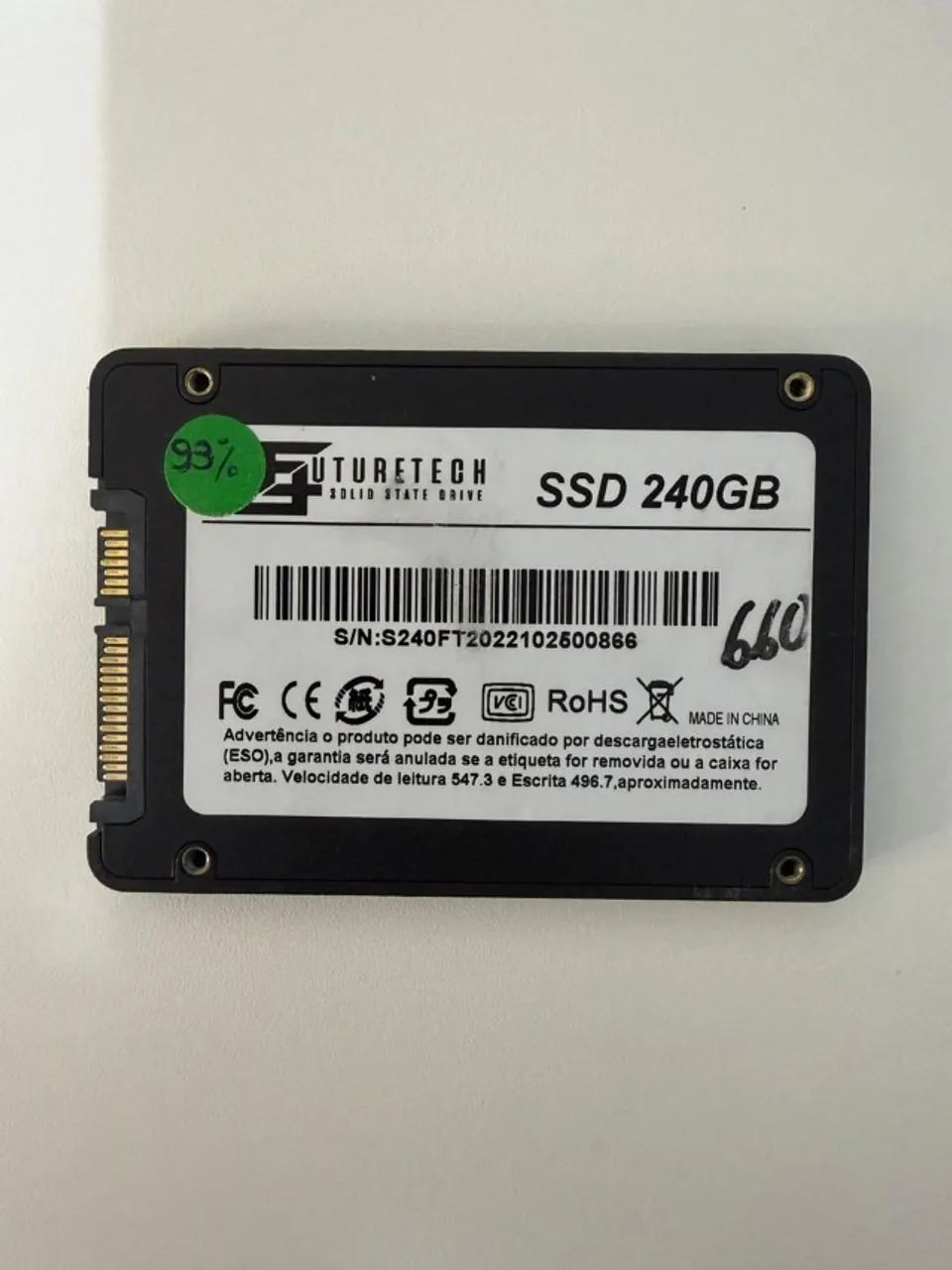 SSD 240GB - Usado e com Saúde 93% - Ótimo Estado Conservação - Foto 2
