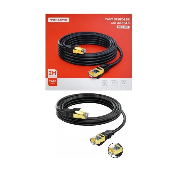 Cabo de Rede CAT8 2 Metros 40gbps Tomate 