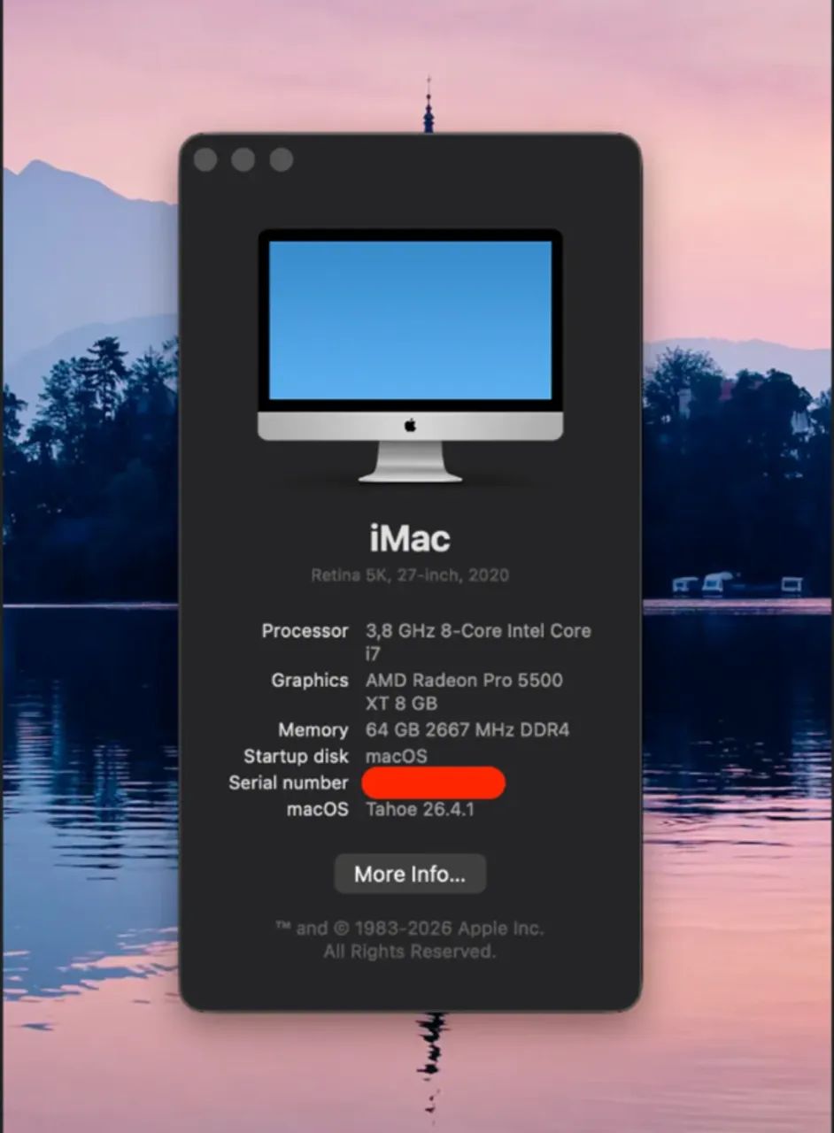 iMac 2020 5k 27 Core i7-10700K | 64GB Ram | 512GB SSD | Radeon
