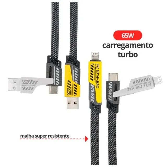 Cabo turbo resistente 4 em 1 para celular - Foto 2