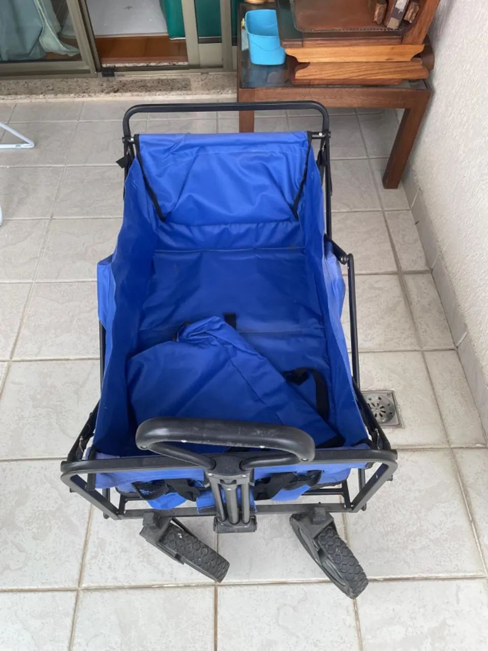 Carrinho Dobrável Nautika Wagon Azul 80kg Rodas Ergonomicas 117cm - Foto 3