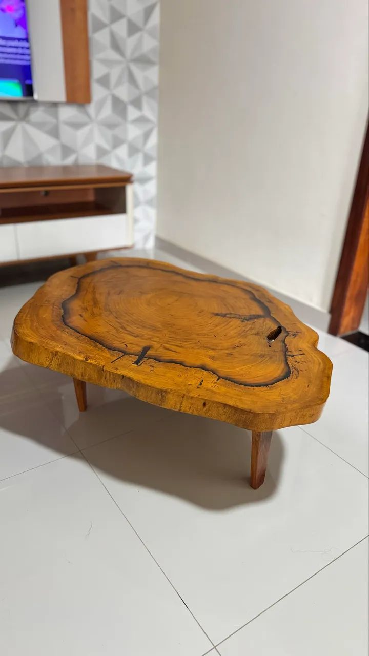 Mesa De Centro Orgânica - Madeira Maciça 