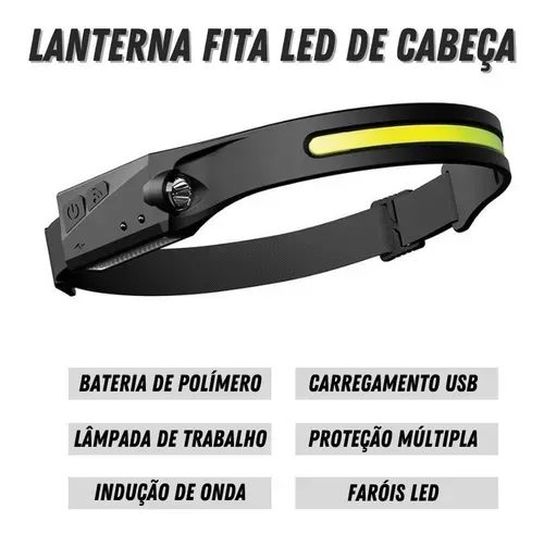 Lanterna de Cabeça Recarregável, com sensor de movimento!!! Acampamento - Foto 3