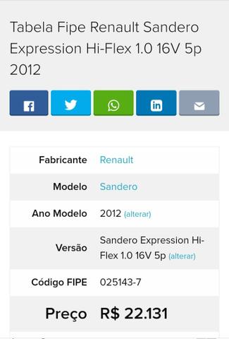Renault Sandero 2012, 1.0. Bem Abaixo FIPE. BAIXA KM !! - Foto 10