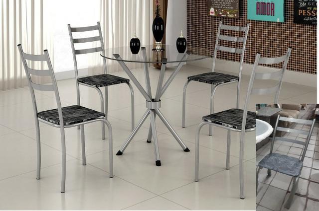 Mesa com tampo de vidro 4 cadeiras-veja na loja fisica - Foto 2