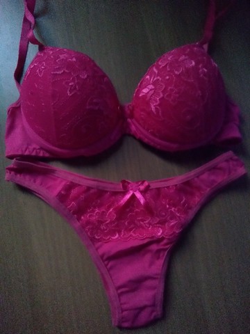 Conj. sutiã com bojo e calcinha pink, rosa e vermelho - Foto 3
