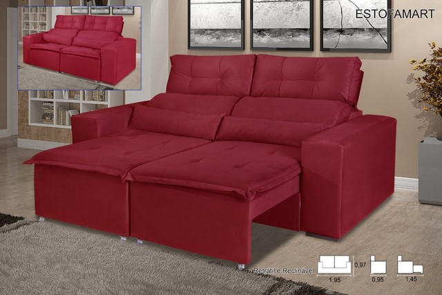 Sala sofá retrátil e reclinável de 195 cm largura - Foto 5