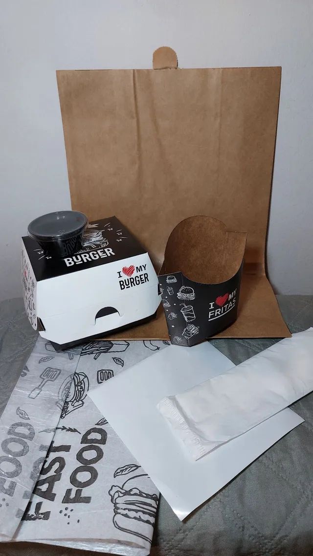 KIT Embalagens Hamburgueria Delivery Completo PRETO