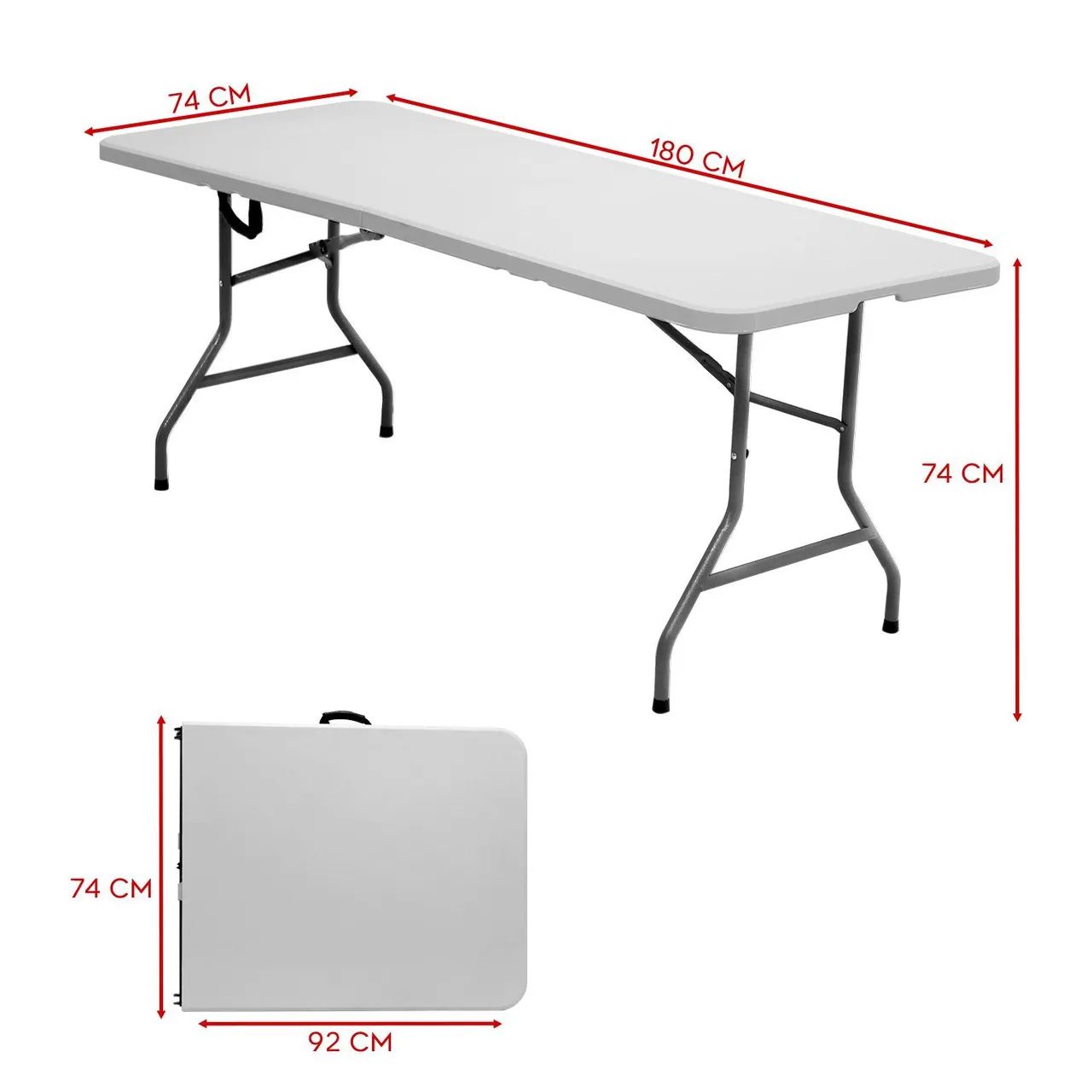 Mesa Dobrável Portátil Vira Maleta 1.80m 200kg Camping Praia - Foto 6