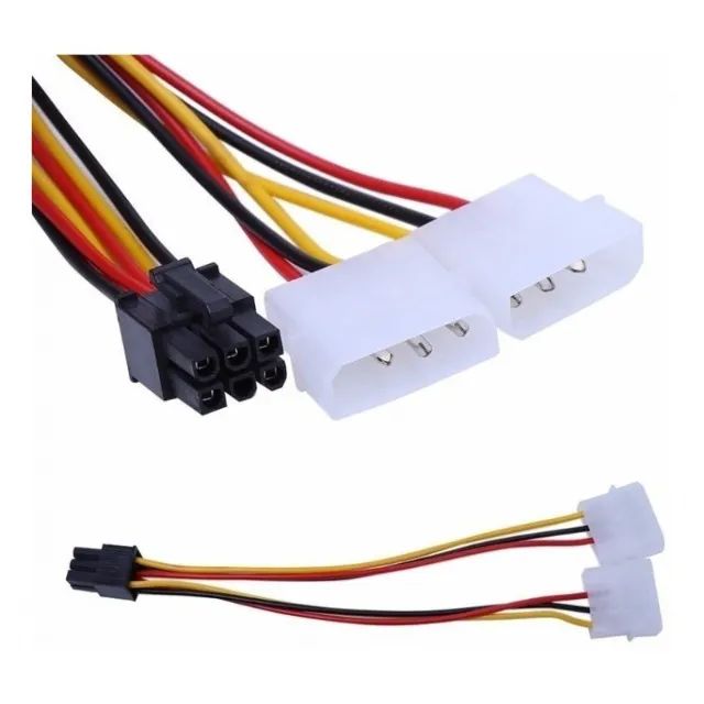 Cabo De Energia Pci-e 6 Pinos Para 2 Ide Molex 4 Pinos