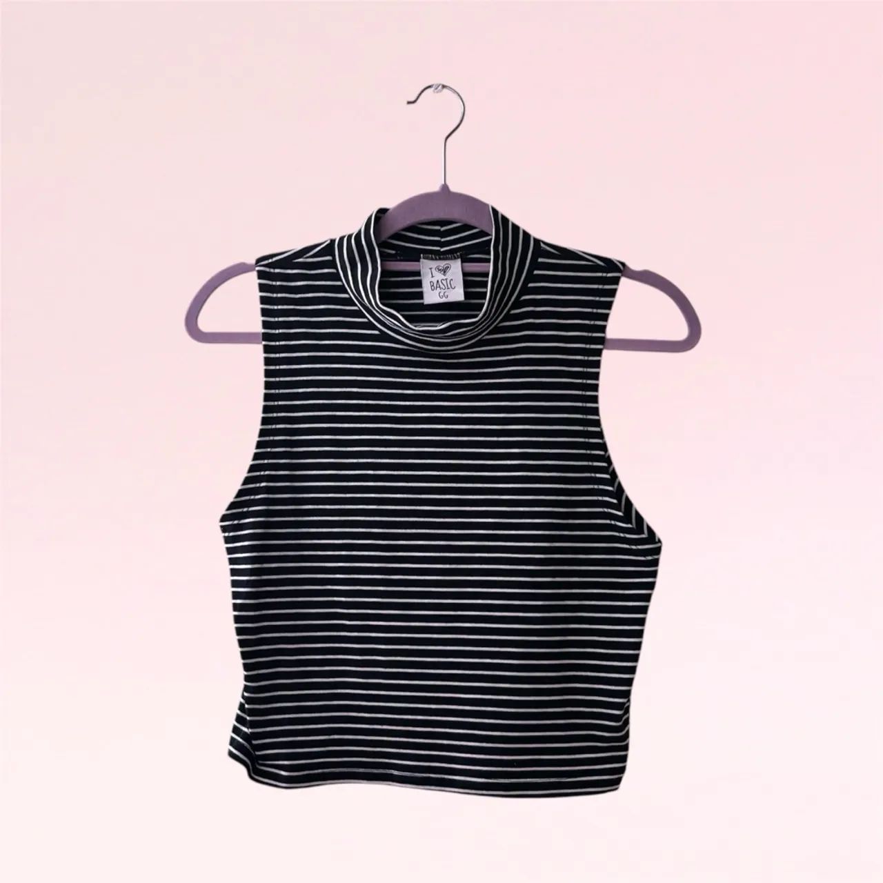Blusa de Algodão Listrada Preta e Branca