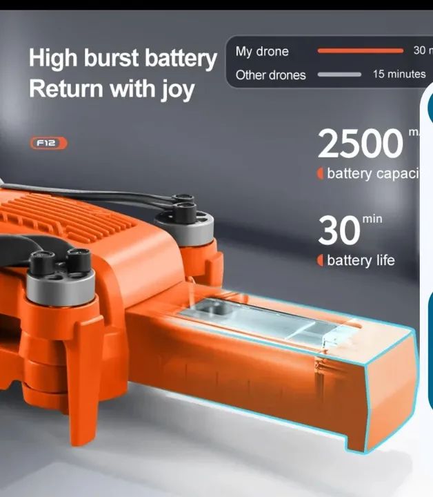 Drone F 12, Câmara HD, 5g, GPS, 4k Com AI . - Foto 2