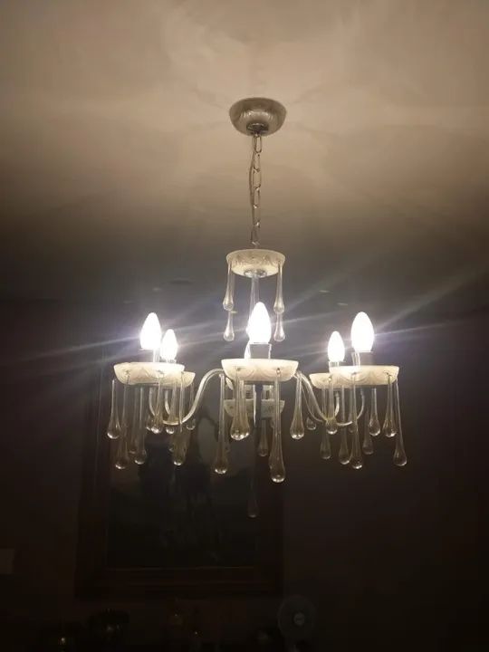 Lustre Clássico, Candelabro com Pingentes Gotas de Cristal - Foto 4