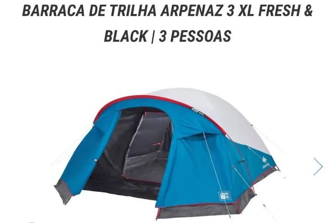 Barraca De Trilha Arpenaz 2 Xl Fresh & Black | 3 Pessoas