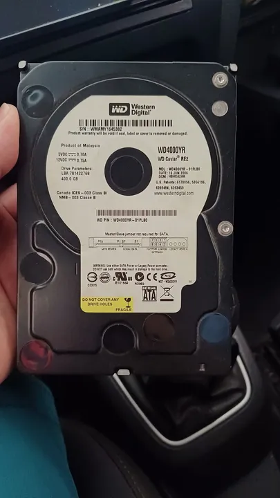 Unidade de disco rígido 400GB, WD4000YR-01PLB0, LBA *, Dcm: HCACAJAA